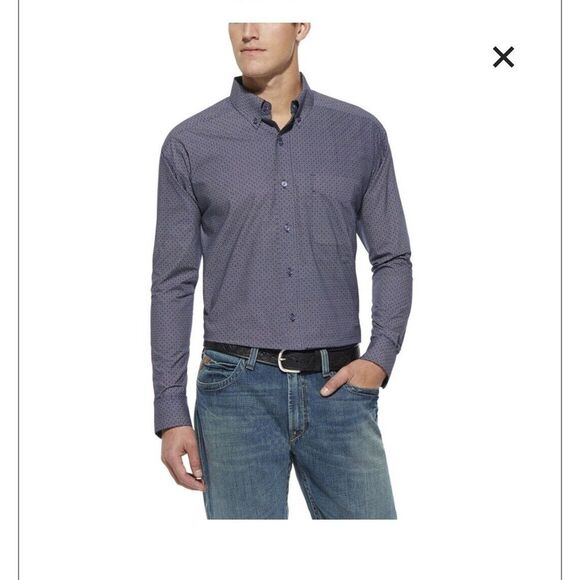 Ariat Shirt XL Putnam Print Blue Geometric AOP Long Sleeve Button Down‎ Western - Picture 1 of 15